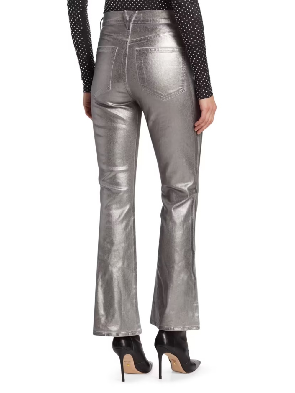NEW VERONICA BEARD carson kick-flare jean in metallic pewter